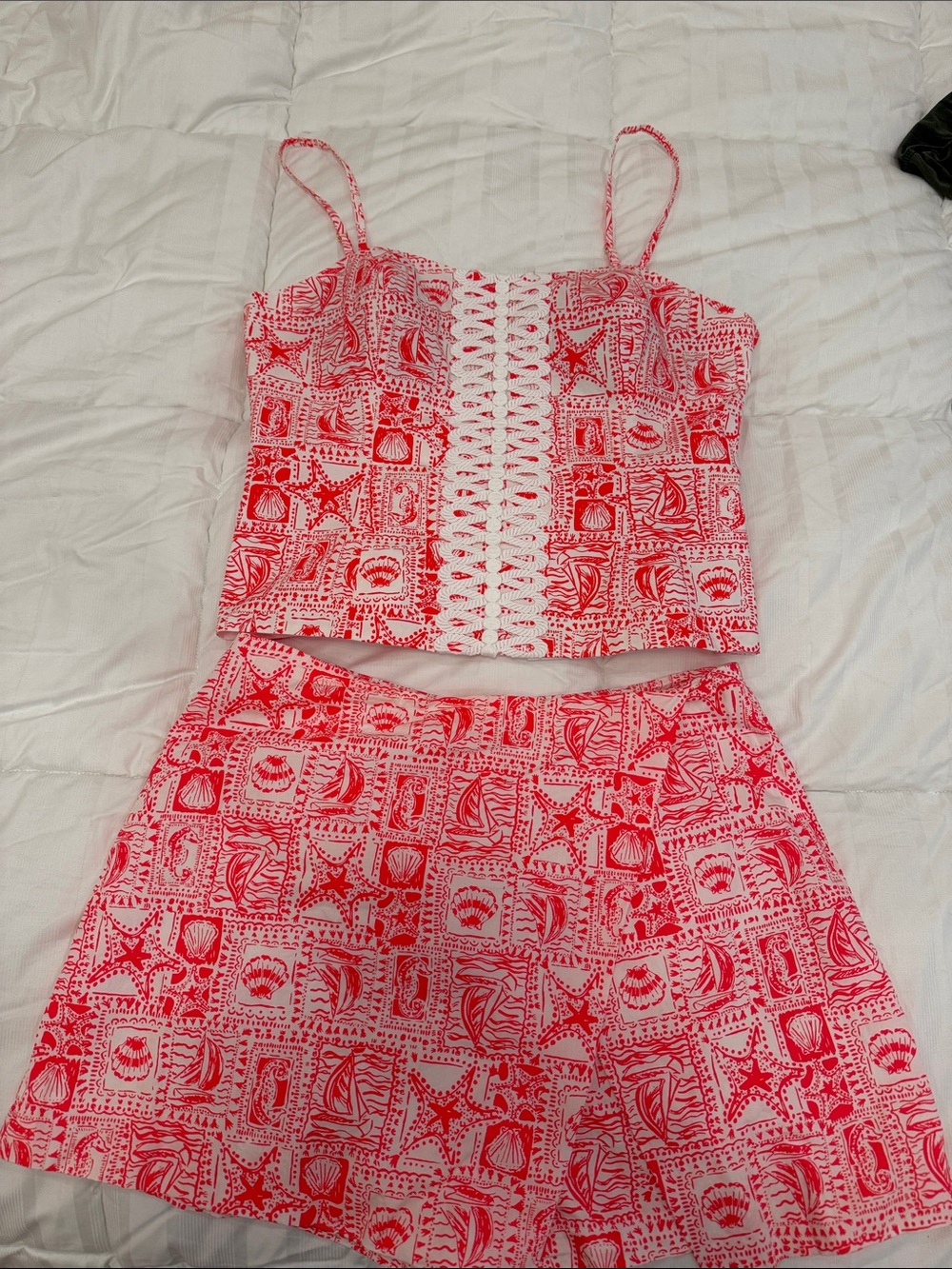Lilly Pulitzer Pink and White Seashell Print Skort Set